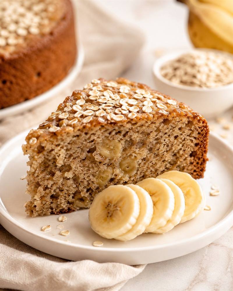 Bolo de banana com aveia